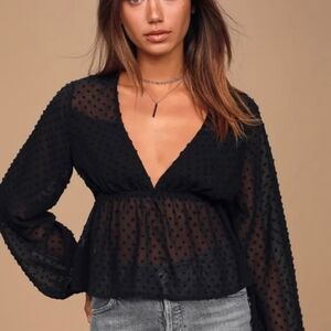 Lulu's Swiss Dot Sheer Blouse